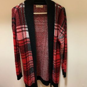 red plaid sweater